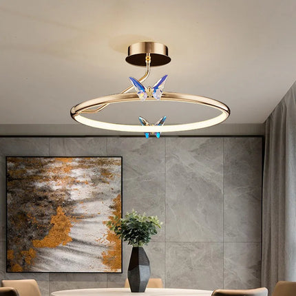 Lustre LED papillon avec anneau doré et cordon réglable — LZ4X9P