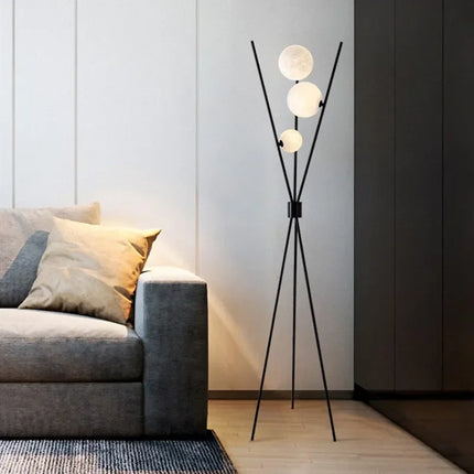 Lampadaire LED sphère en verre effet lune — LZ4X9P2