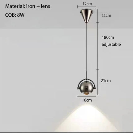 suspension led rotative avec fil métallique réglable