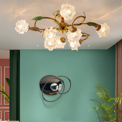 Plafonnier LED blanc motif fleur style campagne française pour salon et couloir — LZ3V9X1