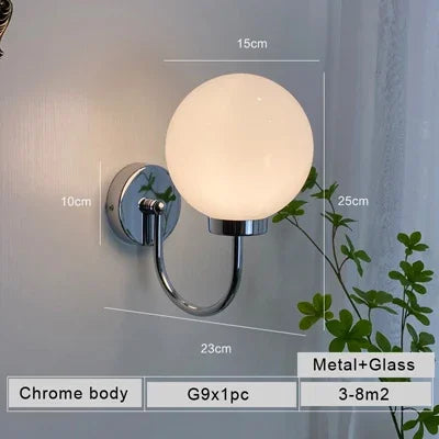 Applique murale moderne en verre chromé et laiteux — LZ4XJ9