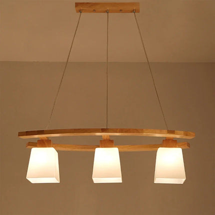Lustre suspension bois créatif à trois têtes pour café et restaurant — LZ4X9M