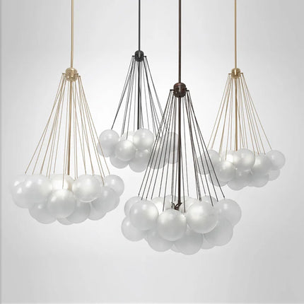 Lustre moderne en métal avec globe en verre et bulles décoratives — LZ4QJ7M