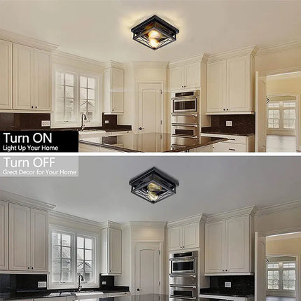 Plafonnier carré rétro en fer style américain pour intérieur — LZ4X9M2