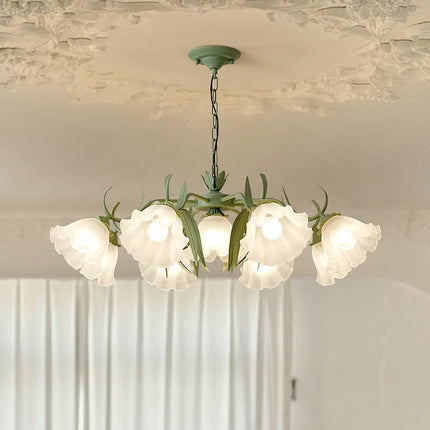 Lustre français en verre orné de fleurs muguet — LZ4X9P2