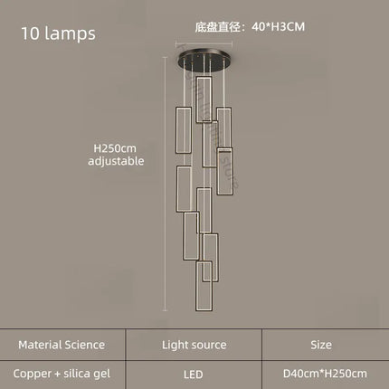 lustre moderne en cuivre avec éclairage LED design élégant
