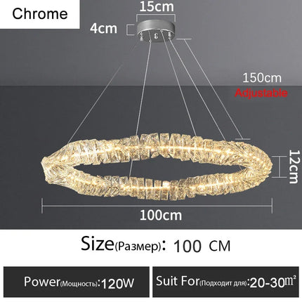 Lustre anneau LED dimmable en cristal pour intérieur moderne — LZ7XQ2