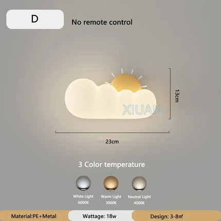 Applique murale LED nordique pour enfants motifs lune, soleil et animaux — LZ4X9P