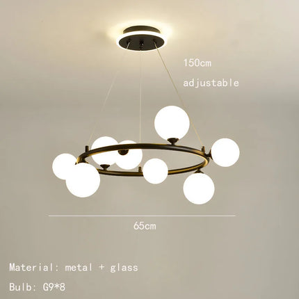 Lustre suspension en verre avec anneau mat et fil réglable — LZ4G7T9