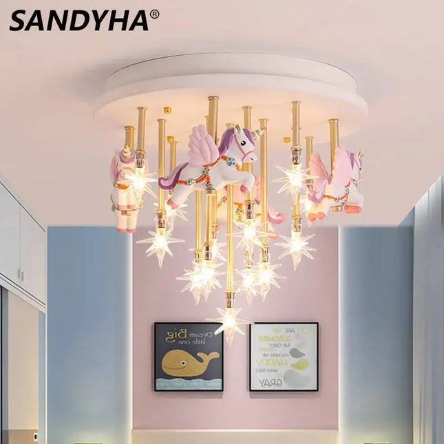 Plafonnier moderne licorne avec étoiles pour chambre d’enfants — LZ4X9P2