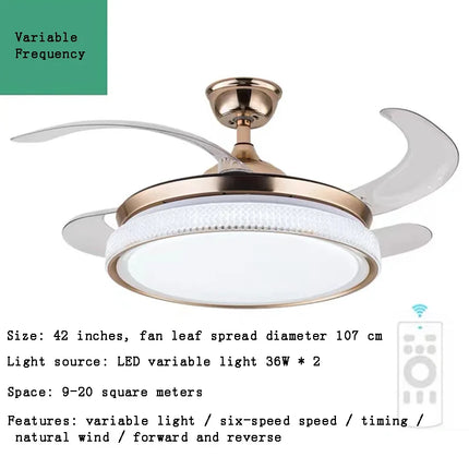 Plafonnier LED intelligent à pales rétractables au design moderne — LZ4X9T