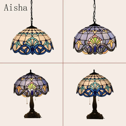 Suspension en verre fait main style nordique motif paon — LZ4X9T2