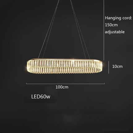Lustre LED en cristal à anneaux multiples et formes losange et rond — LZ4X9P2