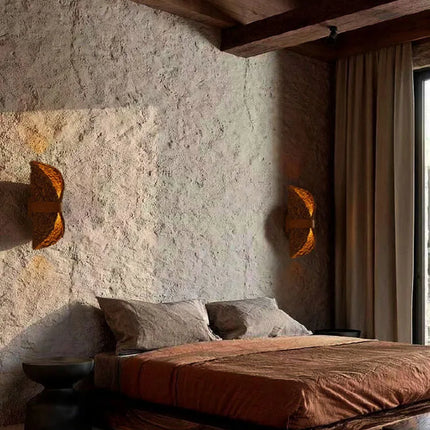 Applique murale rétro en tissage de vigne style nordique décoratif — LZ4X9P