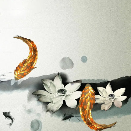 Applique murale LED 12W poisson en bois style chinois pour salon et escalier — LZ4X9T2