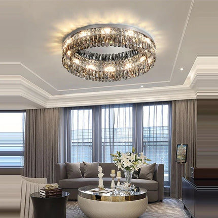 Plafonnier LED doré à intensité variable avec cristal design moderne — LZ4X9P2