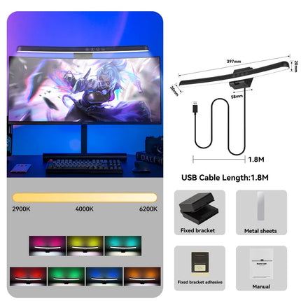 Lampe de bureau portable USB avec éclairage RVB d’ambiance — LZ4X9T2
