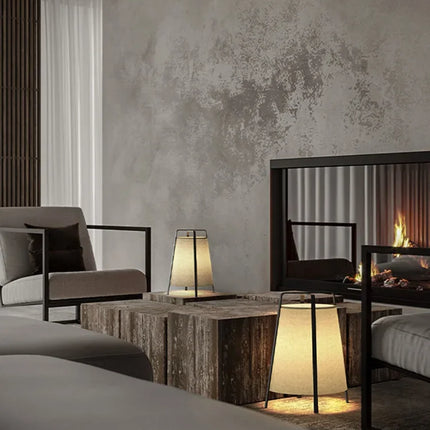 Lampadaire LED en tissu style rétro japonais design moderne — LZ4X9Q2