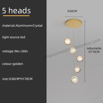 Lustre rotatif en cristal style nordique pour éclairage intérieur — LZ4X9P