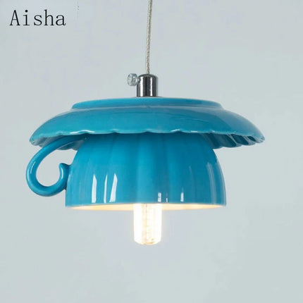 Suspension décorative en céramique avec motif tasse de thé et théière — LZ4P9XJ2