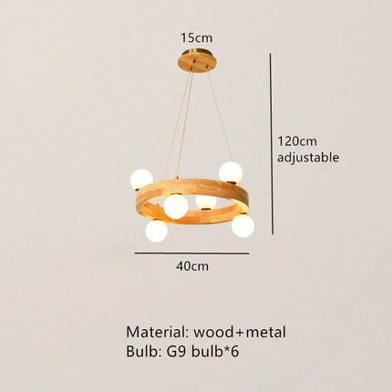 Suspension ronde en bois style nordique pour salon et salle à manger — LZ4X9P