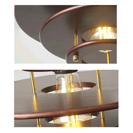 Lustre en bois massif forme soucoupe volante rétro pour bar — LZ4X9T2