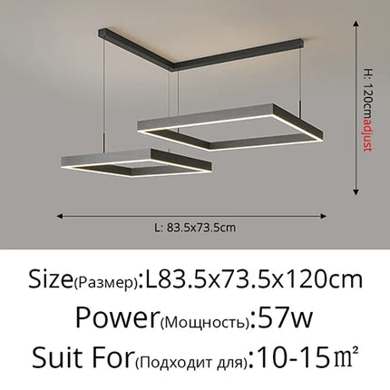 Lustre LED carré noir moderne pour salon et cuisine — LZ4X9P