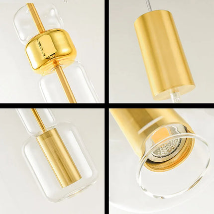 Suspension moderne en verre transparent avec métal doré et noir — LZ4X9P2Q