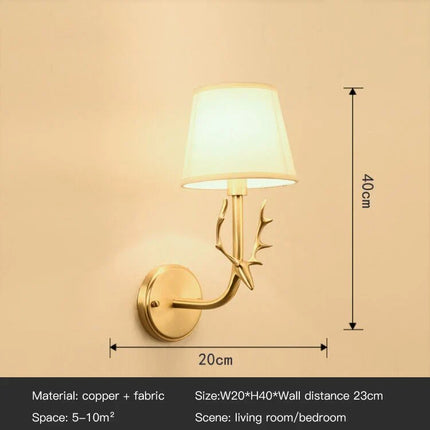 Lustre suspension américain rétro en cuivre avec LED et tissu — LZ4X9P2