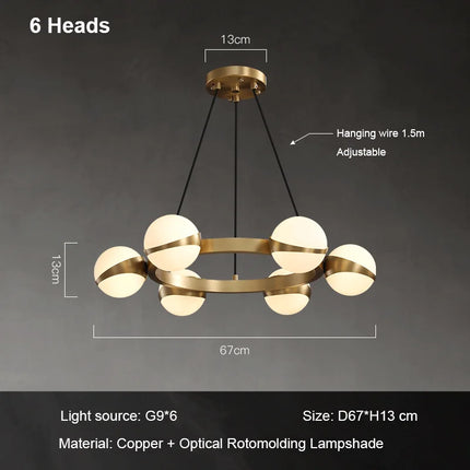 Lustre nordique en cuivre avec anneau décoratif — LZ4X9T1
