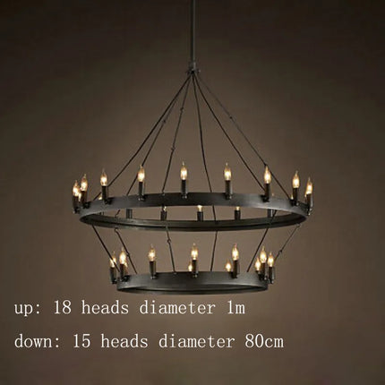 Lustre rond industriel rétro américain avec LED — LZ4X9P2