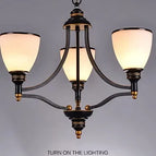 3 lumières allumées / Sans ampoules