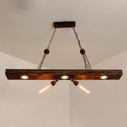 Suspension industrielle en bois massif style loft avec douille E27 Edison — LZ4X9P2