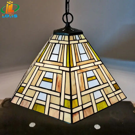 Lustre carré en verre style Tiffany pour bar nordique — LZ4X9M