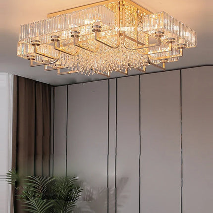 lustre dimmable en cristal pour un éclairage élégant