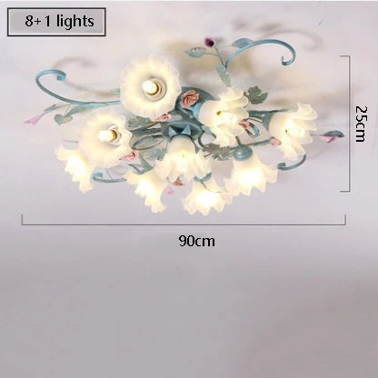 Plafonnier LED en fer fait main avec motif fleur de rose style américano-coréen — LZ4X9P