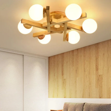 Lustre en bois au design nordique lumineux pour intérieur — LZ4P9XJ