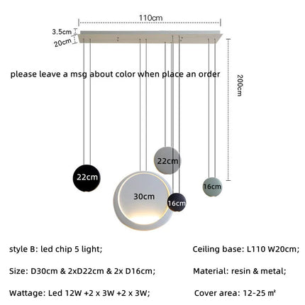 Suspension LED ronde en résine style nordique pour salle à manger — LZ4X9P