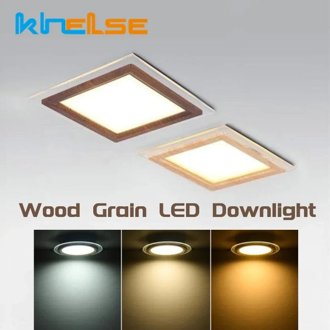Plafonnier LED encastré Ultra-mince en Grain de bois