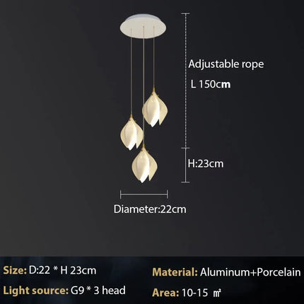 Lustre suspension en céramique motif magnolia — LZ4G7T9