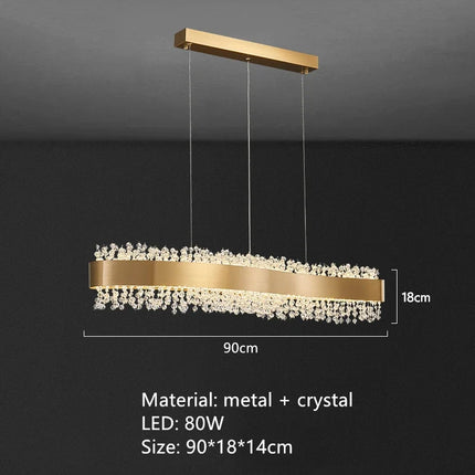 Lustre suspendu en cristal avec structure métal doré réglable — LZ4X9Q2F