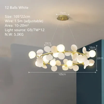 Lustre suspension moderne en verre design raisin doré — LZ4X9T