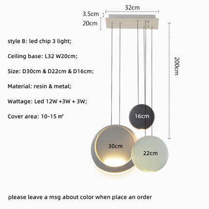 Suspension LED ronde en résine style nordique pour salle à manger — LZ4X9P