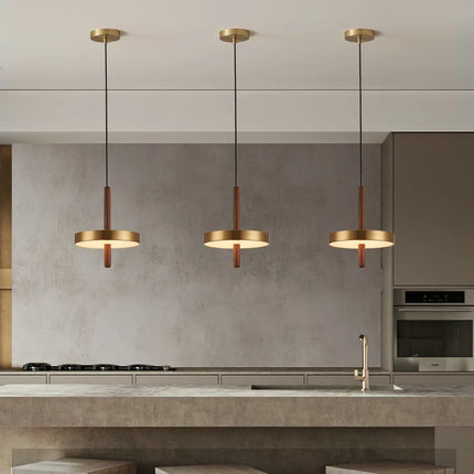 Lustre nordique réglable en bois et métal doré pour intérieur — LZ4X9T