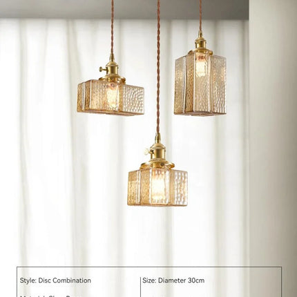 Suspension LED vintage en verre et laiton style japonais — LZ4P9XQ