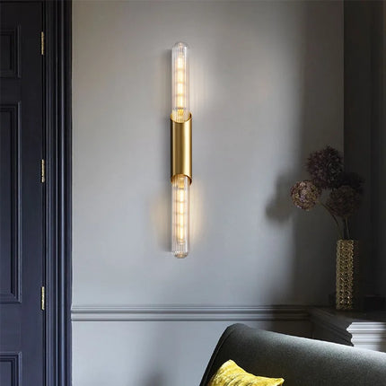 Applique murale minimaliste en laiton et cuivre avec ampoule intégrée — LZ4X9T