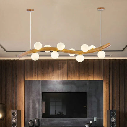 Suspension en bois massif avec globe en verre simple — LZ4X9P