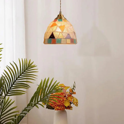 Suspension Tiffany en verre coquille LED style méditerranéen — LZ4X9P2N