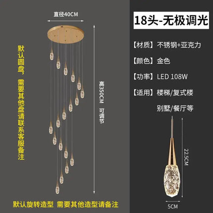 Lustre rotatif en cristal pour escalier duplex moderne de luxe — LZ4X9P2Q