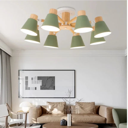 Lustre suspension nordique en bois massif pour hôtel et restaurant — LZ4P9X